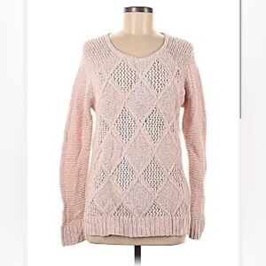 American Eagle Soft Pastel Pink Crew Neck Cable Knit Sweater size Medium